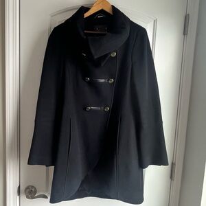 Mackage Black Wool Cashmere Coat |
Leather Trim & Military Cuffs | Size M